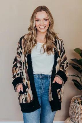 Fuzzy Long Leopard Cardigan