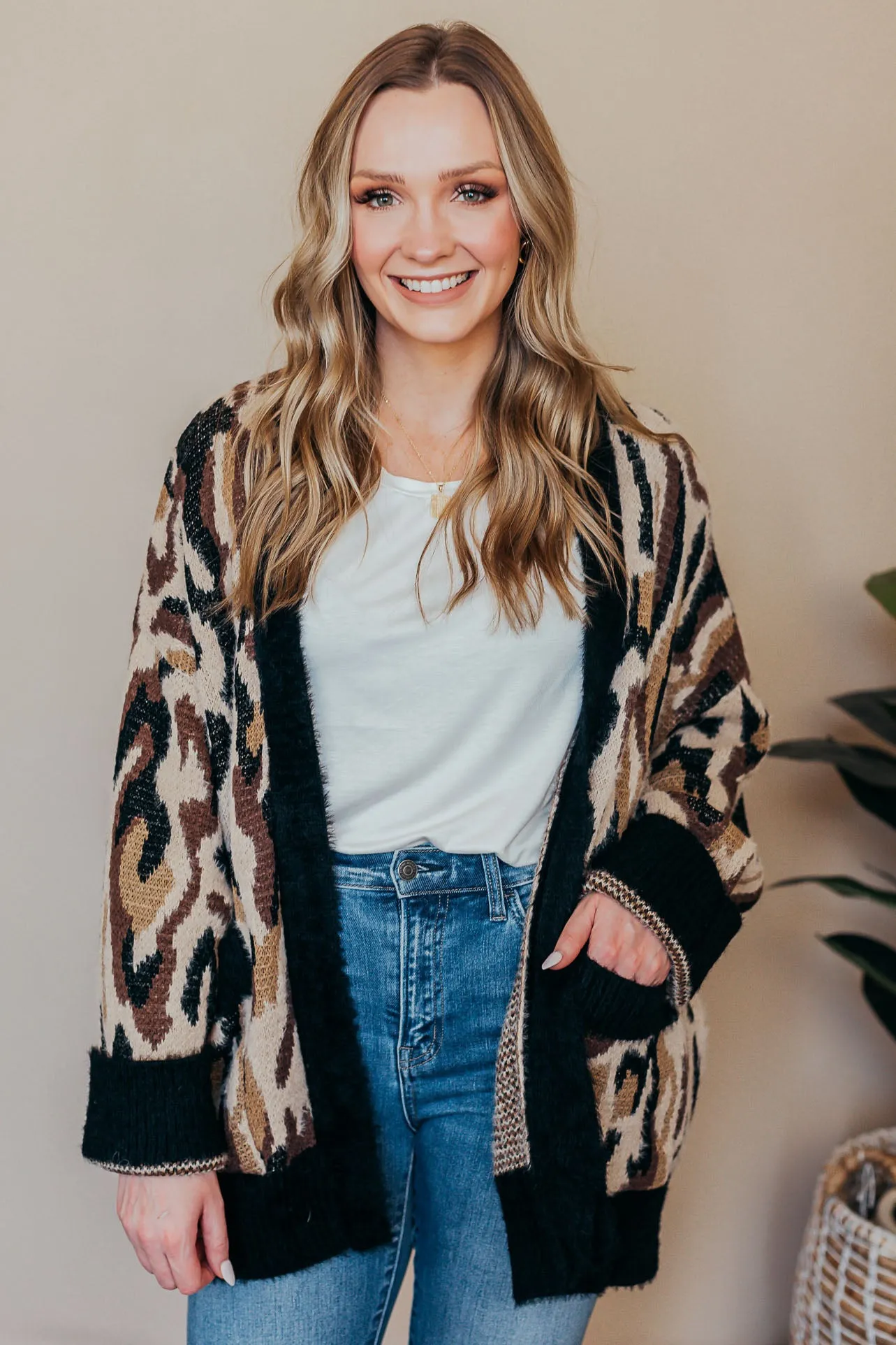 Fuzzy Long Leopard Cardigan