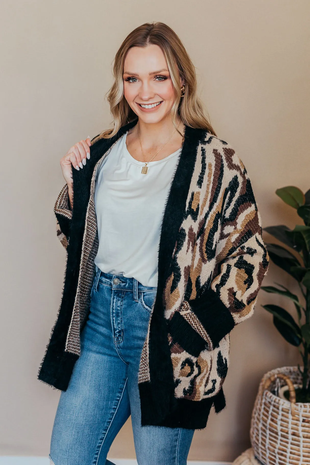 Fuzzy Long Leopard Cardigan