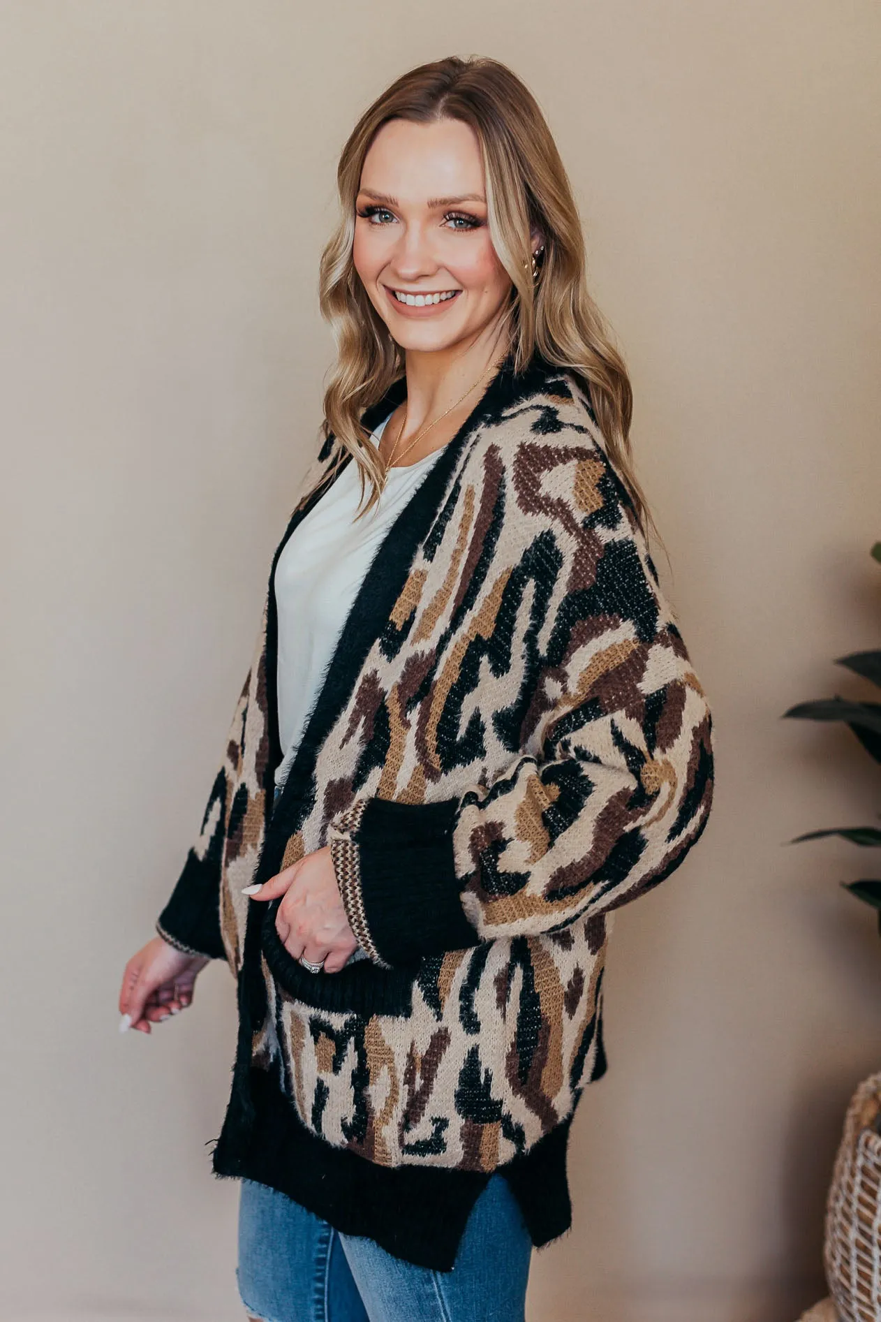 Fuzzy Long Leopard Cardigan