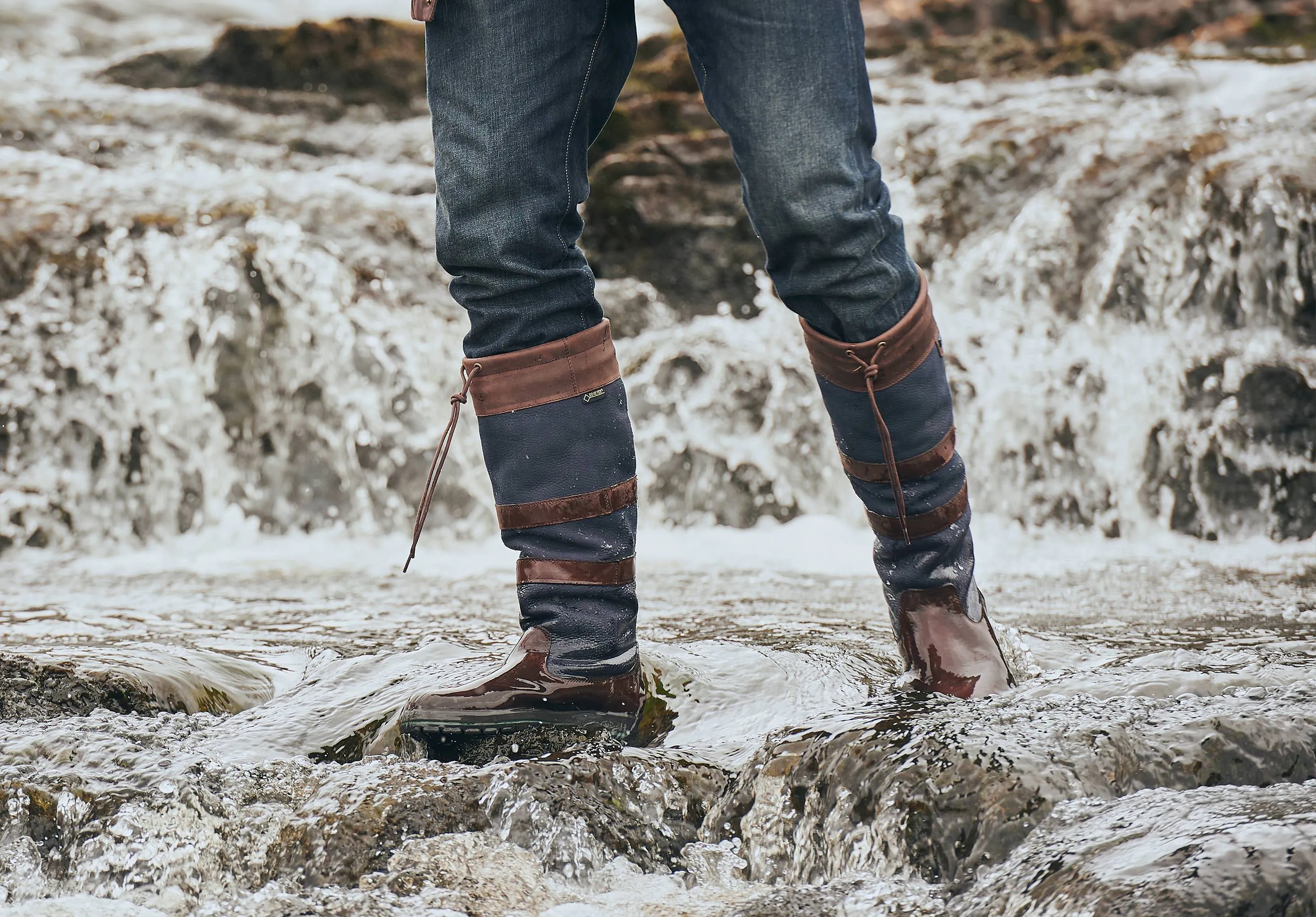 Galway Mens ExtraFit™ Country Boot - Navy/Brown