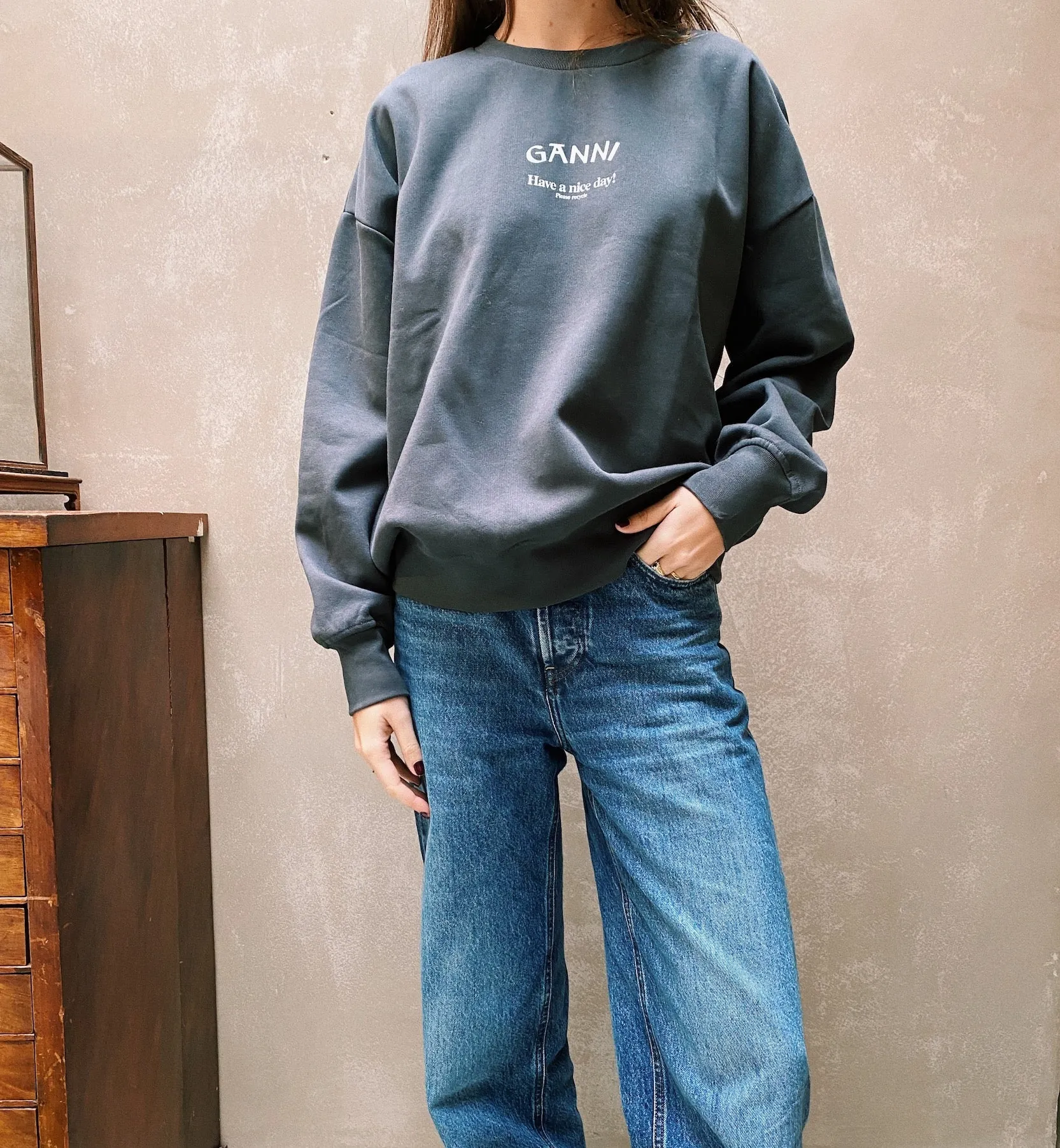 GANNI Black Isoli Oversized Sweatshirt