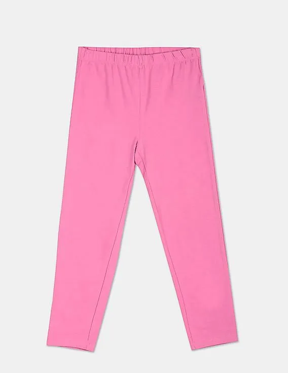 GAP Girls Pink Solid Cropped Leggings