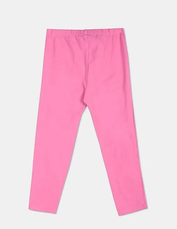 GAP Girls Pink Solid Cropped Leggings