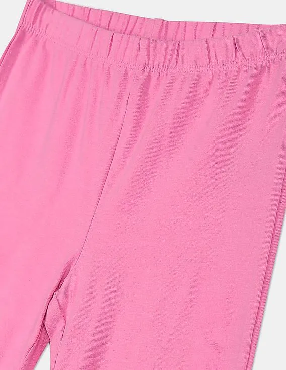 GAP Girls Pink Solid Cropped Leggings