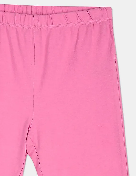 GAP Girls Pink Solid Cropped Leggings