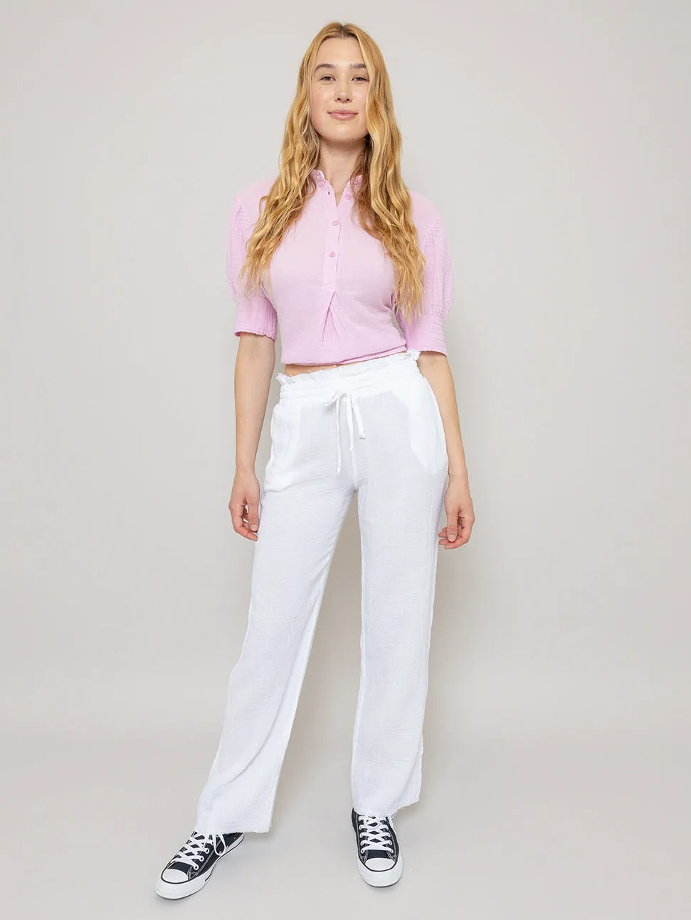 Gauze Long Pants - White