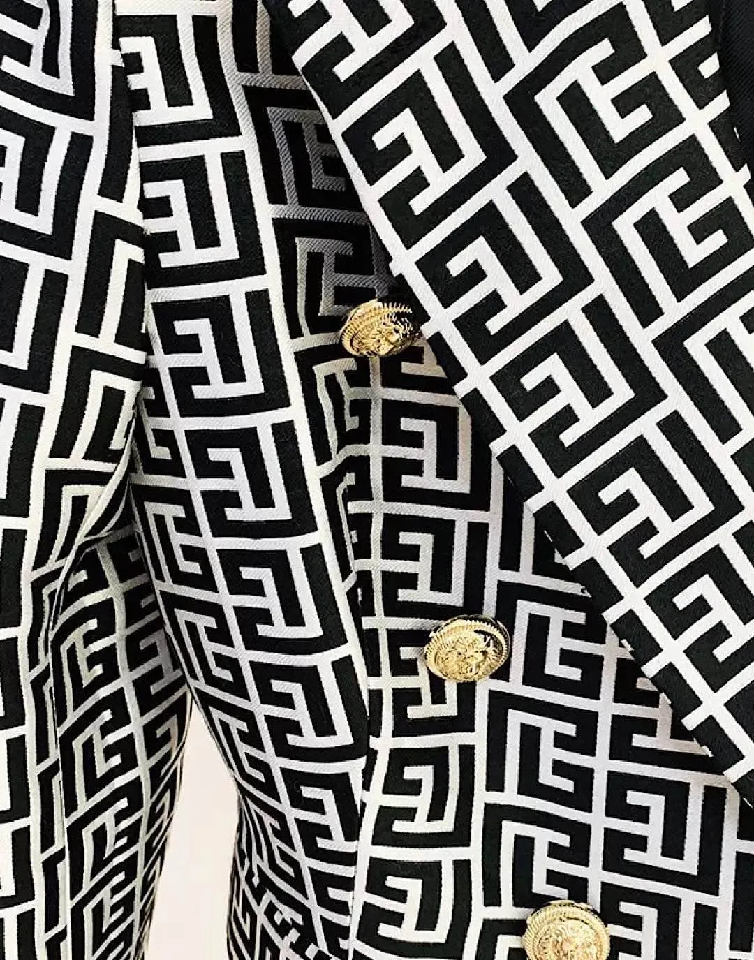 Geometrical Jacquard Patterned Blazer