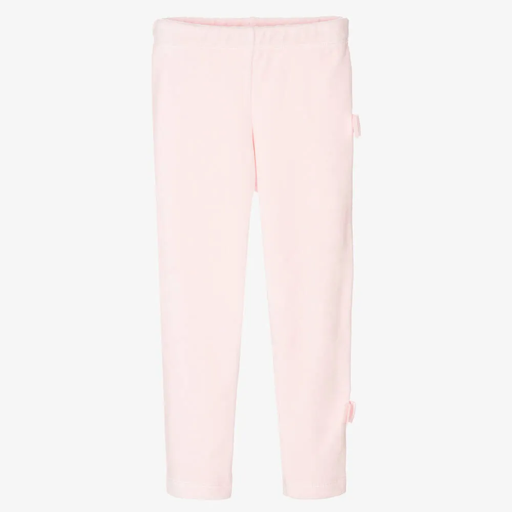 Girls Pink Velour Leggings