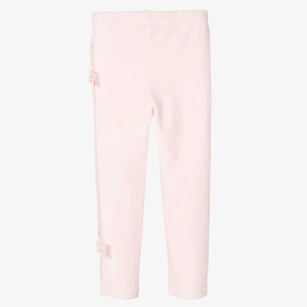 Girls Pink Velour Leggings