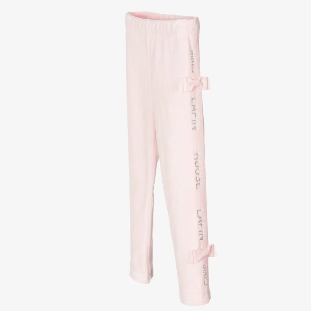 Girls Pink Velour Leggings