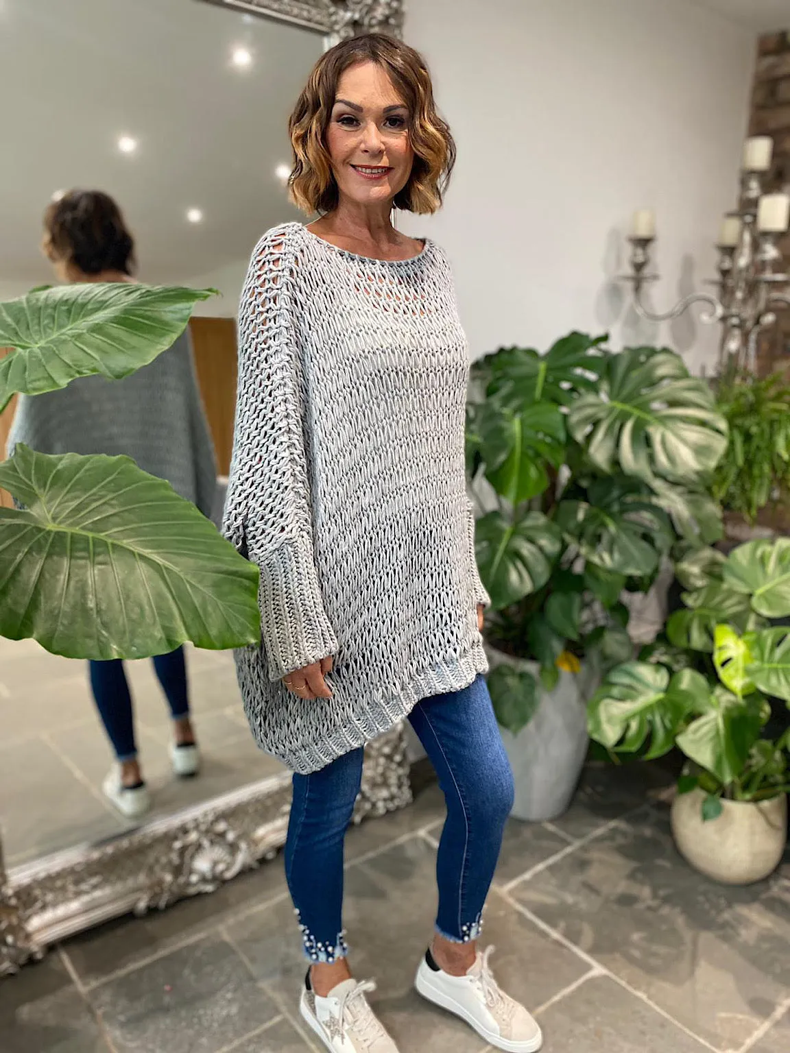 Grey Loose Weave Jumper Juliet