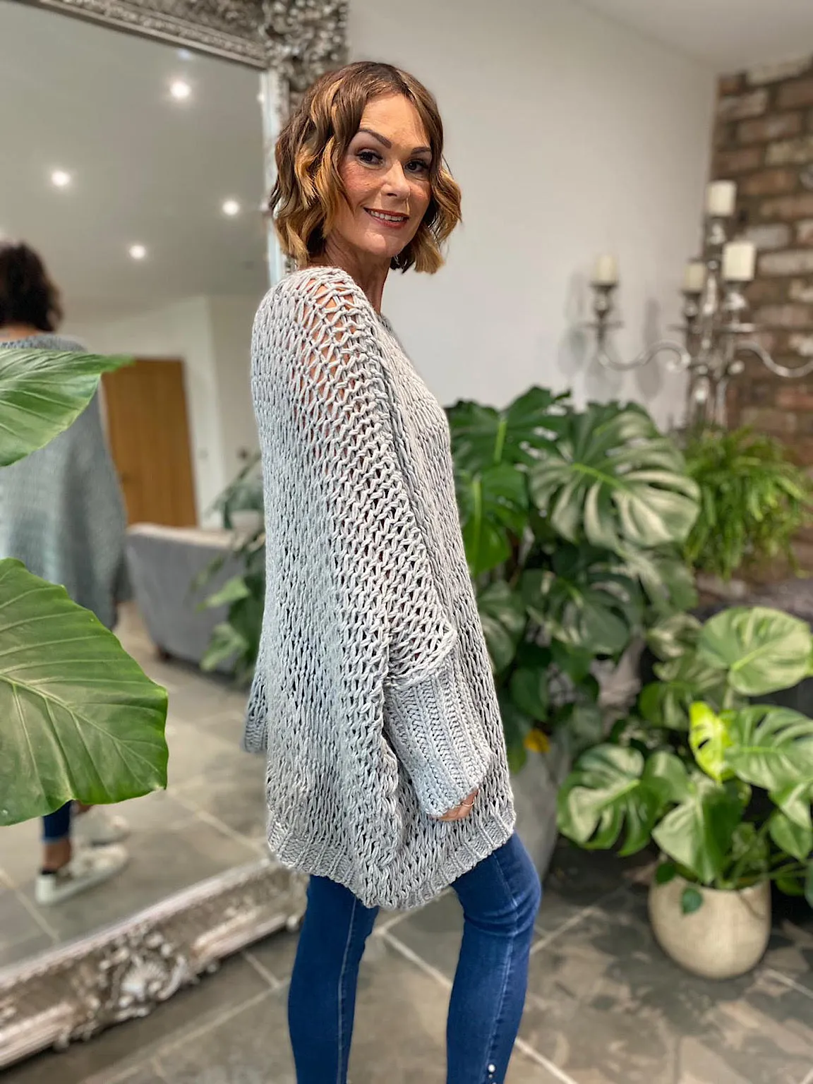 Grey Loose Weave Jumper Juliet