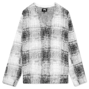 Hairy Plaid Cardigan - White