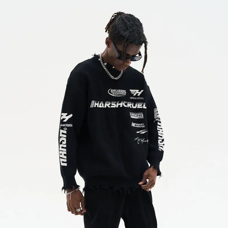 H/C Racing Logo Distressed Sweater