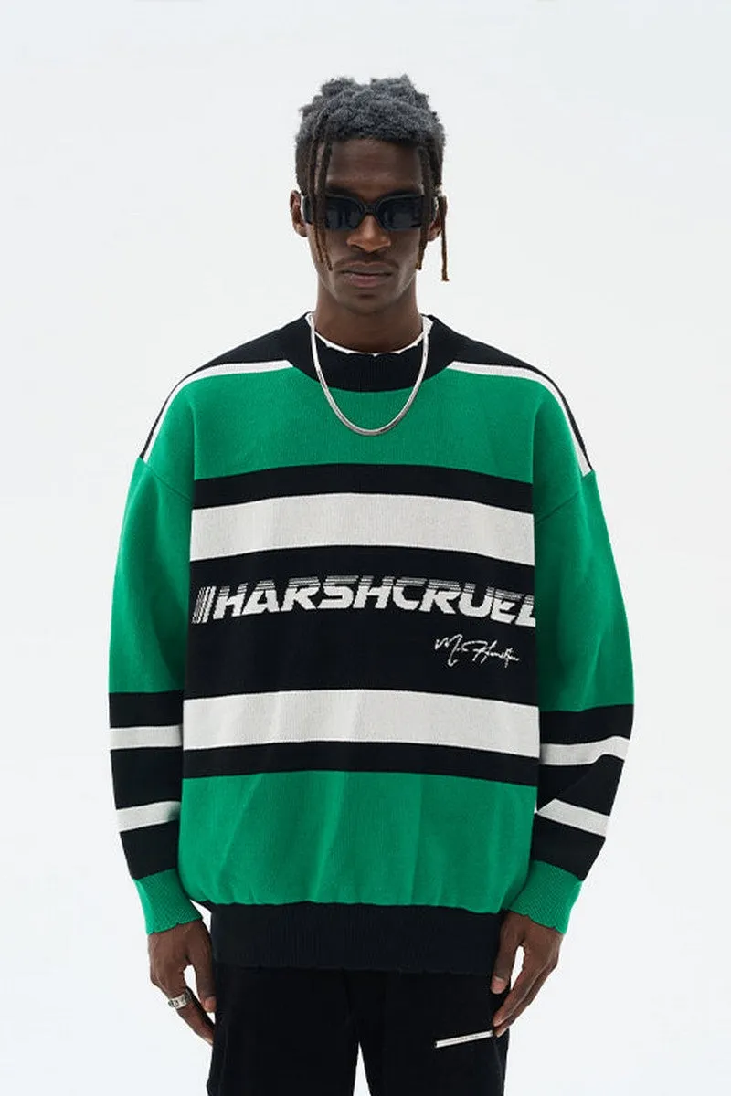 H/C Striped Logo Knit Sweater