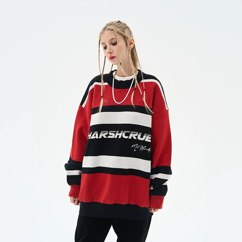 H/C Striped Logo Knit Sweater