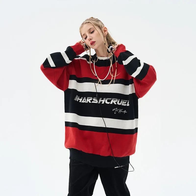 H/C Striped Logo Knit Sweater