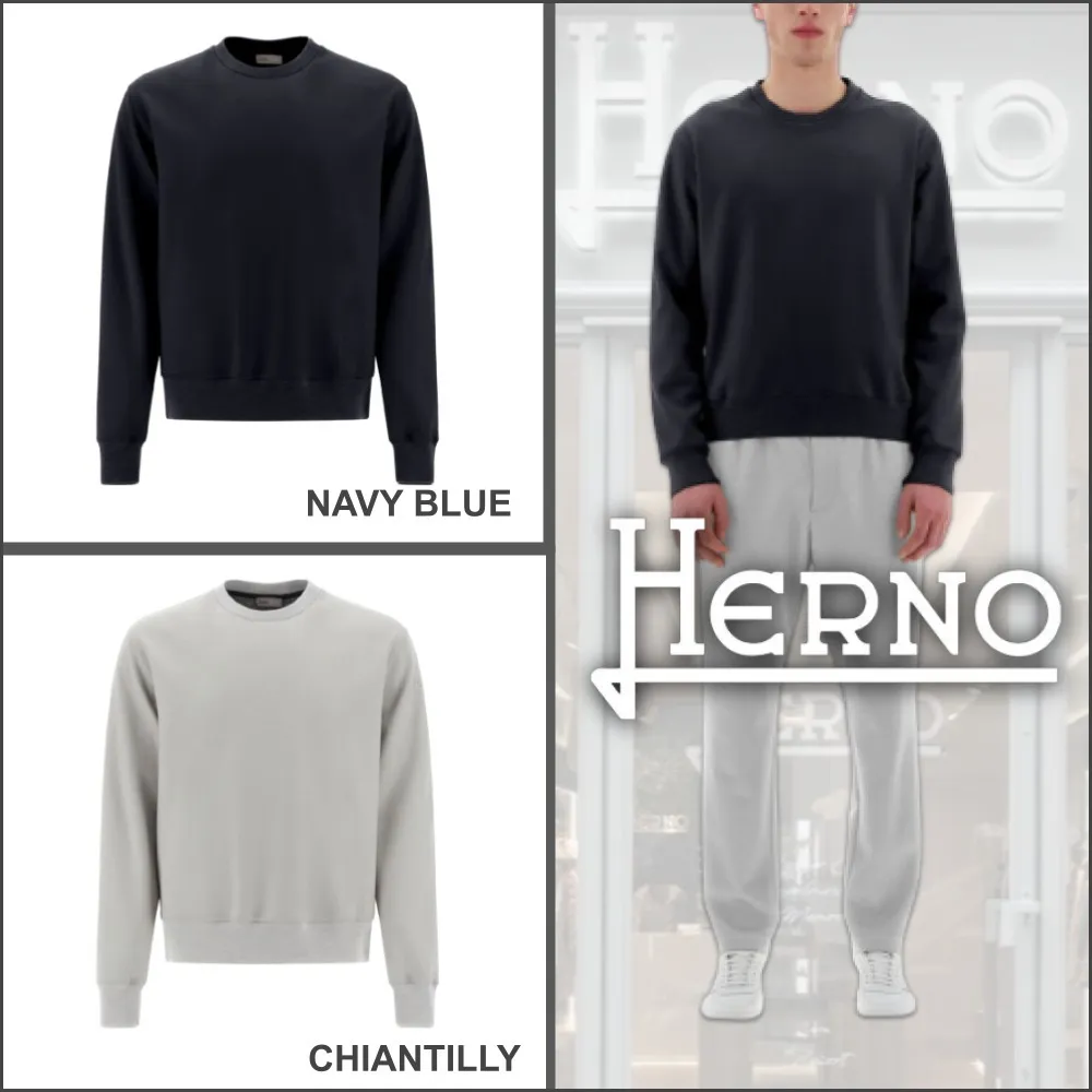 HERNO  |Crew Neck Pullovers Unisex Wool Nylon Long Sleeves Plain