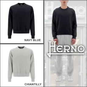 HERNO  |Crew Neck Pullovers Unisex Wool Nylon Long Sleeves Plain