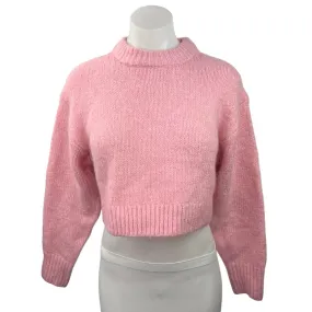 H&M Pink Wool Blend Crew Neck Long Sleeve Knit Cropped Pullover Sweater Size S