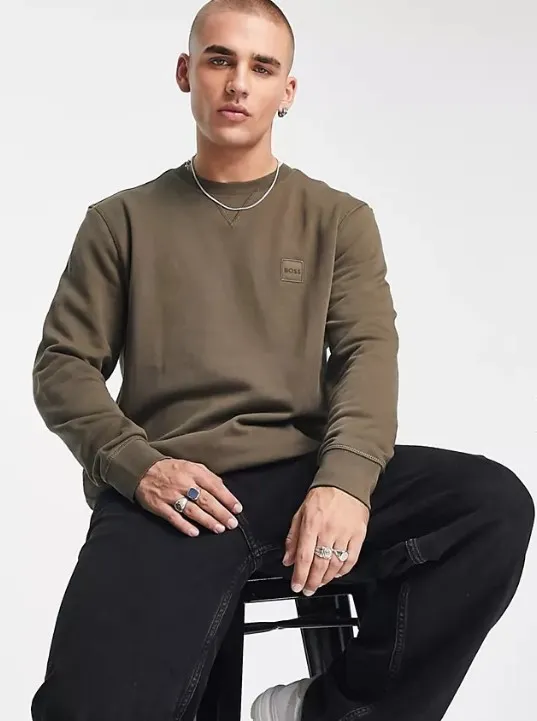 Hugo Boss  |Crew Neck Pullovers Long Sleeves Plain Cotton Logo