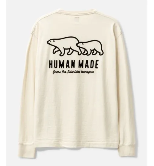 HUMAN MADE  |Crew Neck Wool Long Sleeves Plain Cotton Long Sleeve T-shirt