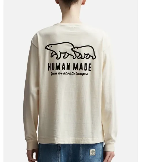 HUMAN MADE  |Crew Neck Wool Long Sleeves Plain Cotton Long Sleeve T-shirt