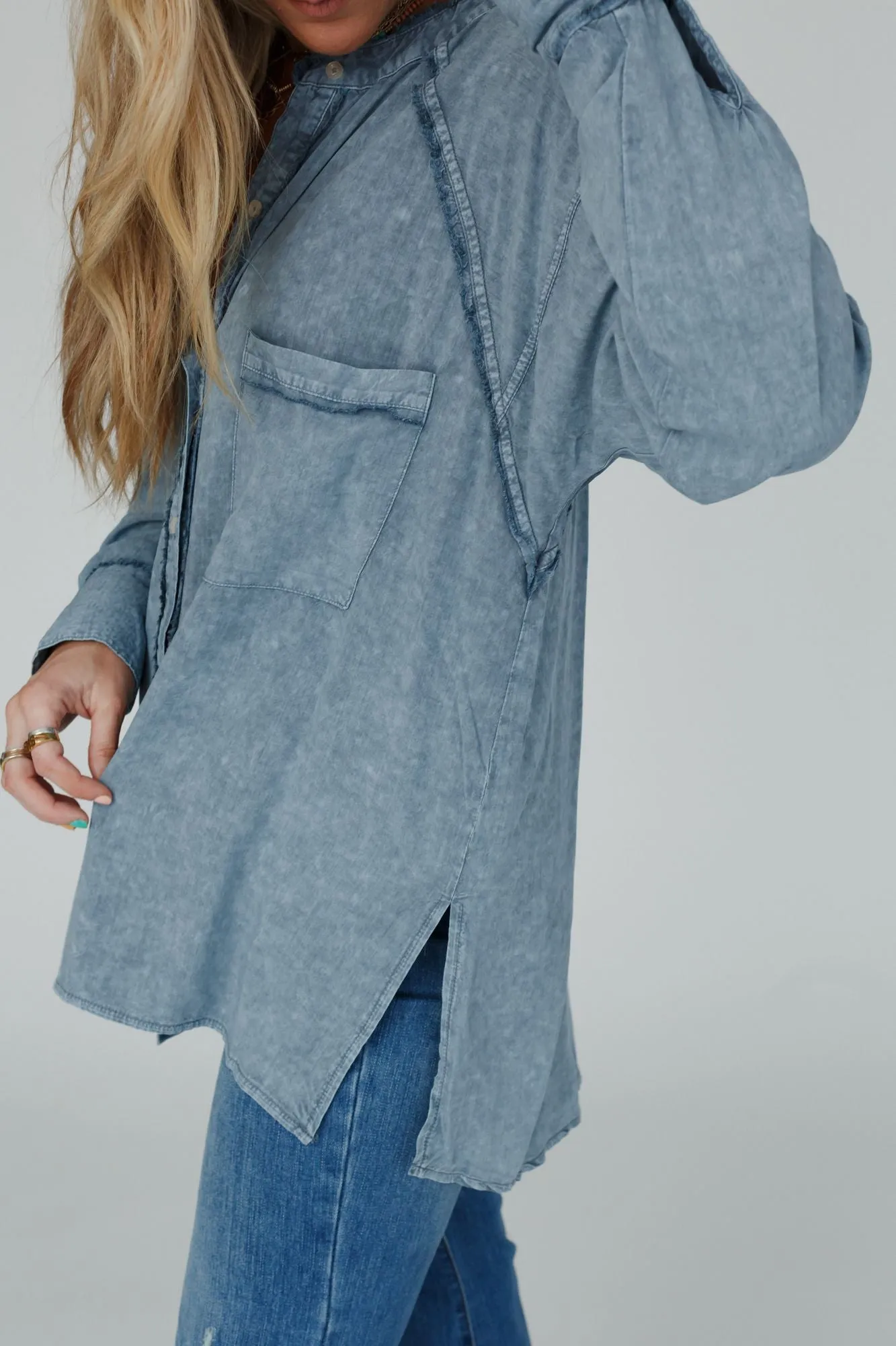 In The Groove Button Down Tunic - Navy