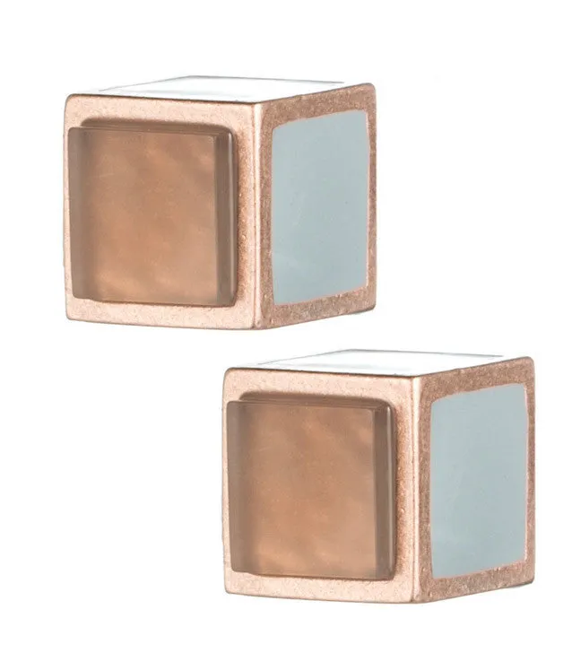 Inlaid Cube Stud Earrings