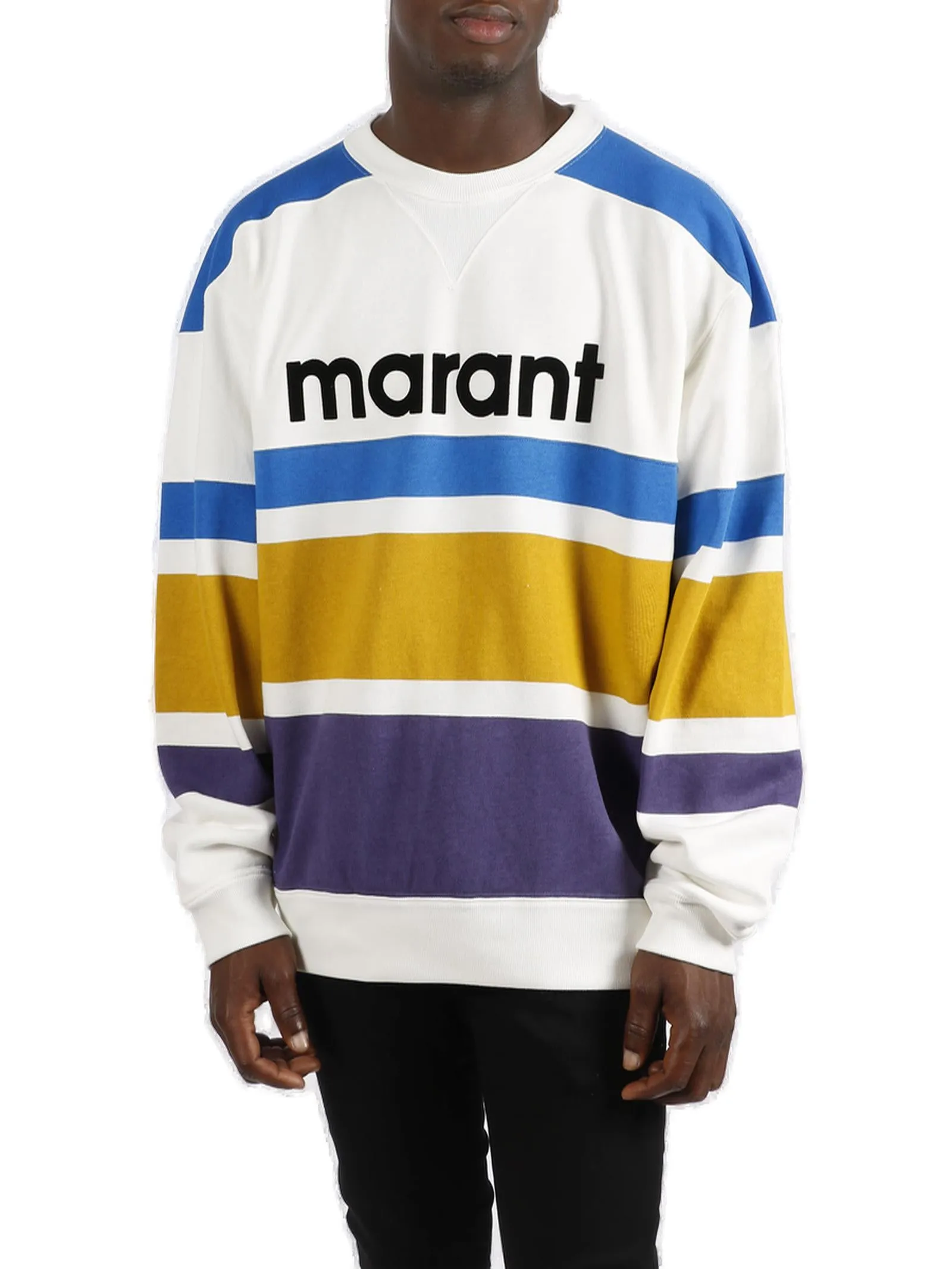 Isabel Marant Logo Print Striped Crewneck Sweatshirt