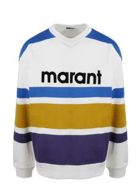 Isabel Marant Logo Print Striped Crewneck Sweatshirt