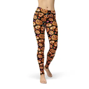 Jean Pumpkin Faces Leggings