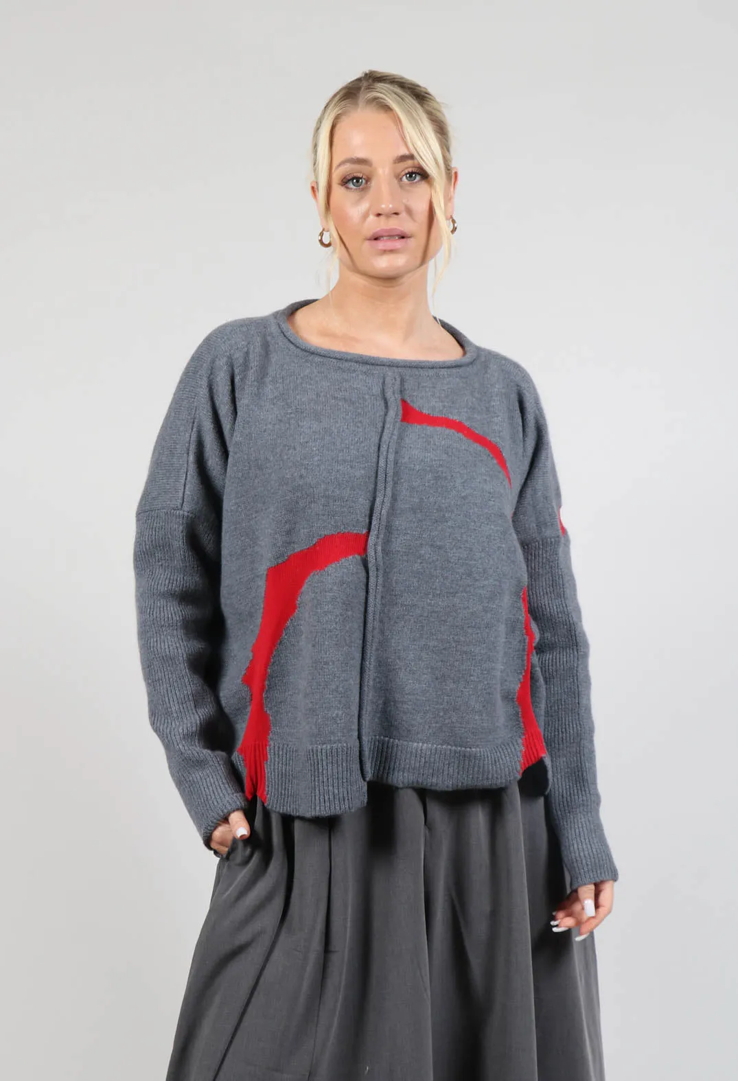 Jumper with Contrasting Inserts in Grey