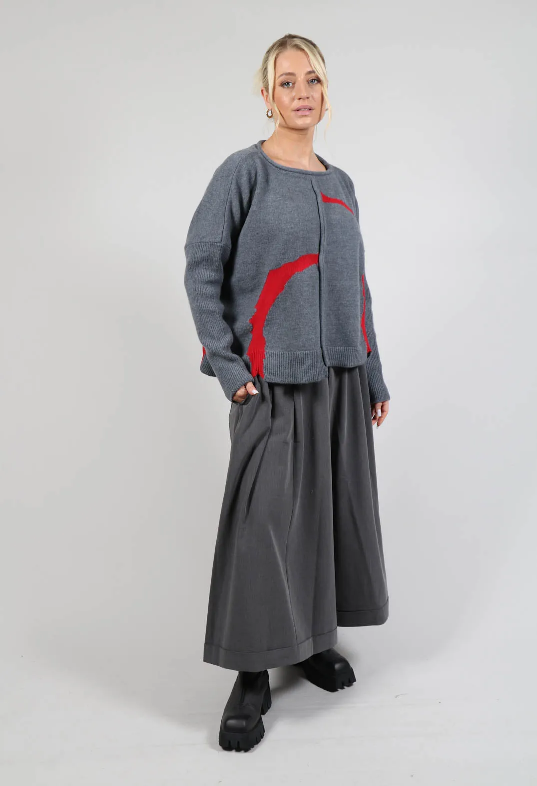 Jumper with Contrasting Inserts in Grey