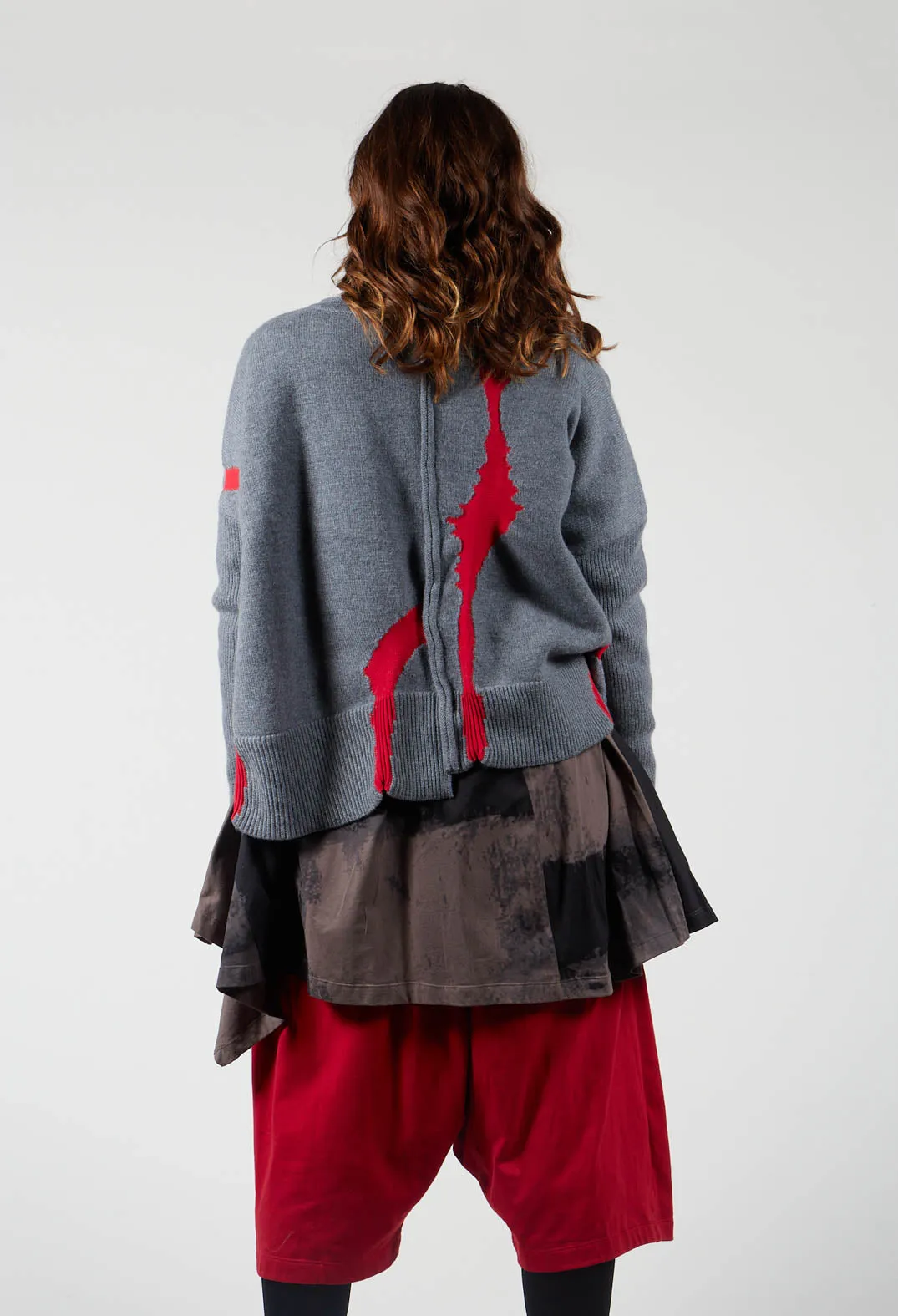 Jumper with Contrasting Inserts in Grey