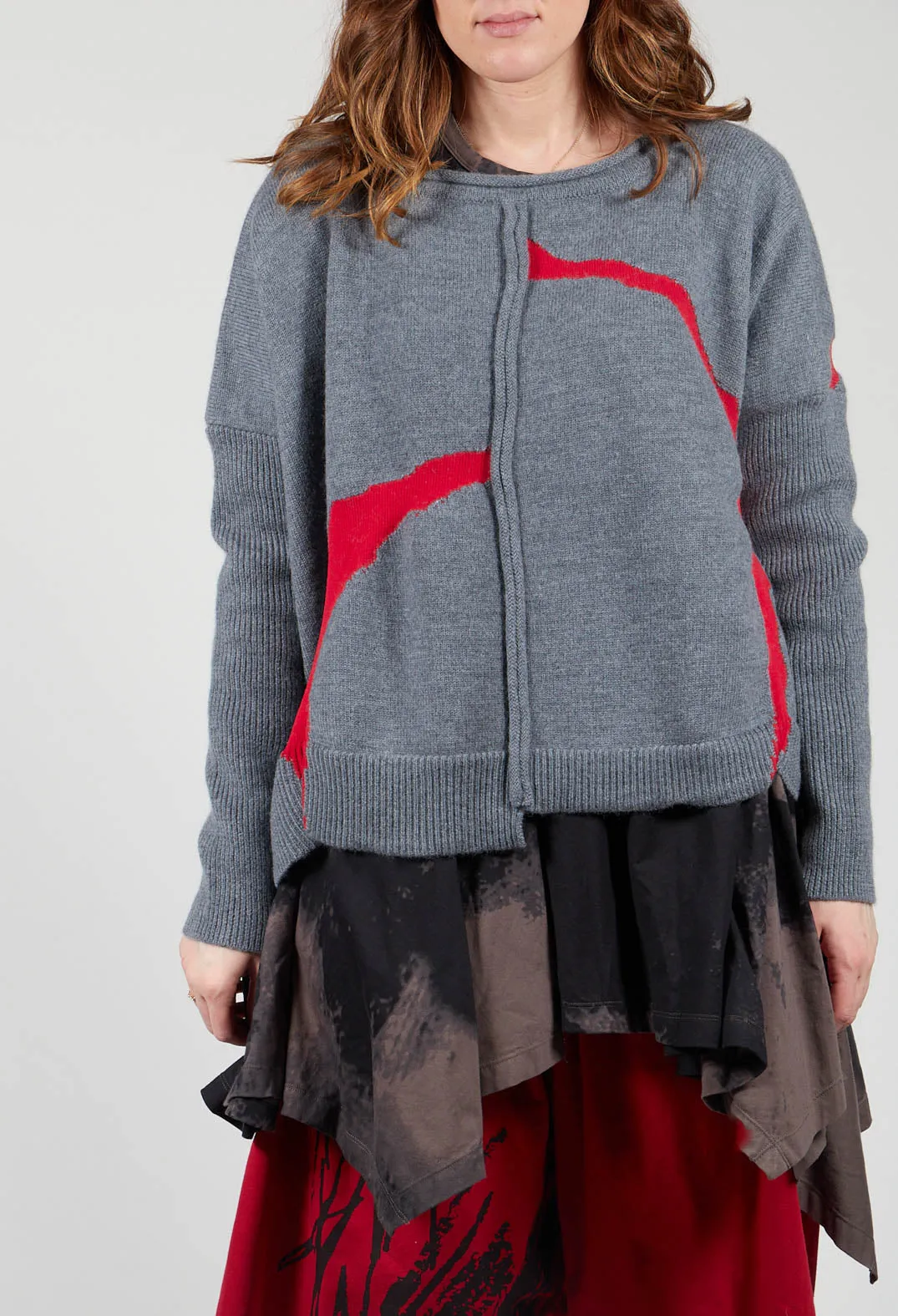 Jumper with Contrasting Inserts in Grey