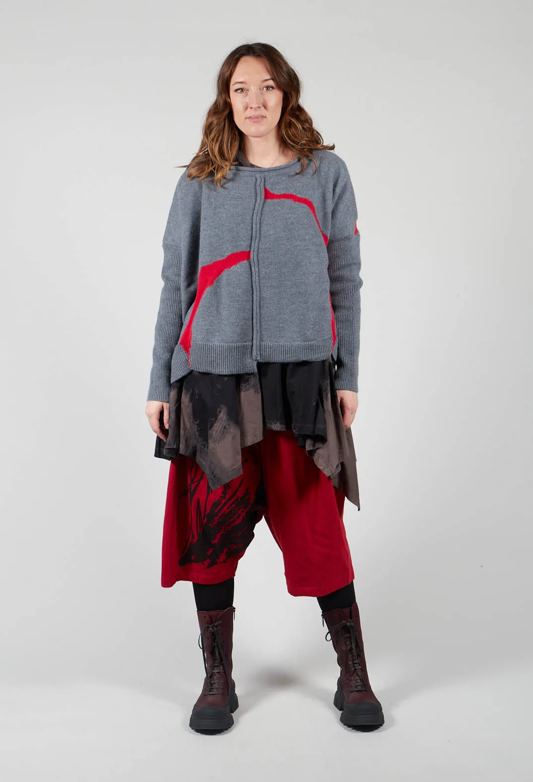 Jumper with Contrasting Inserts in Grey