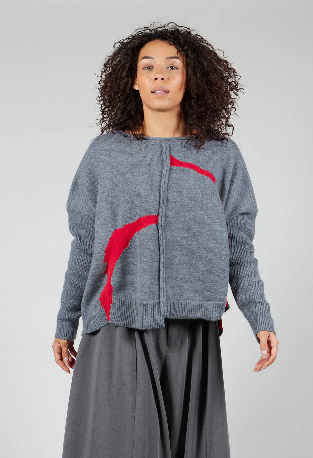 Jumper with Contrasting Inserts in Grey