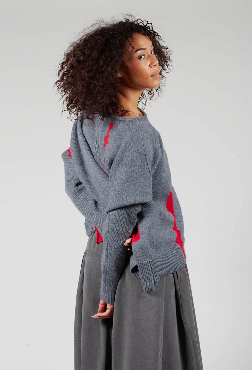 Jumper with Contrasting Inserts in Grey