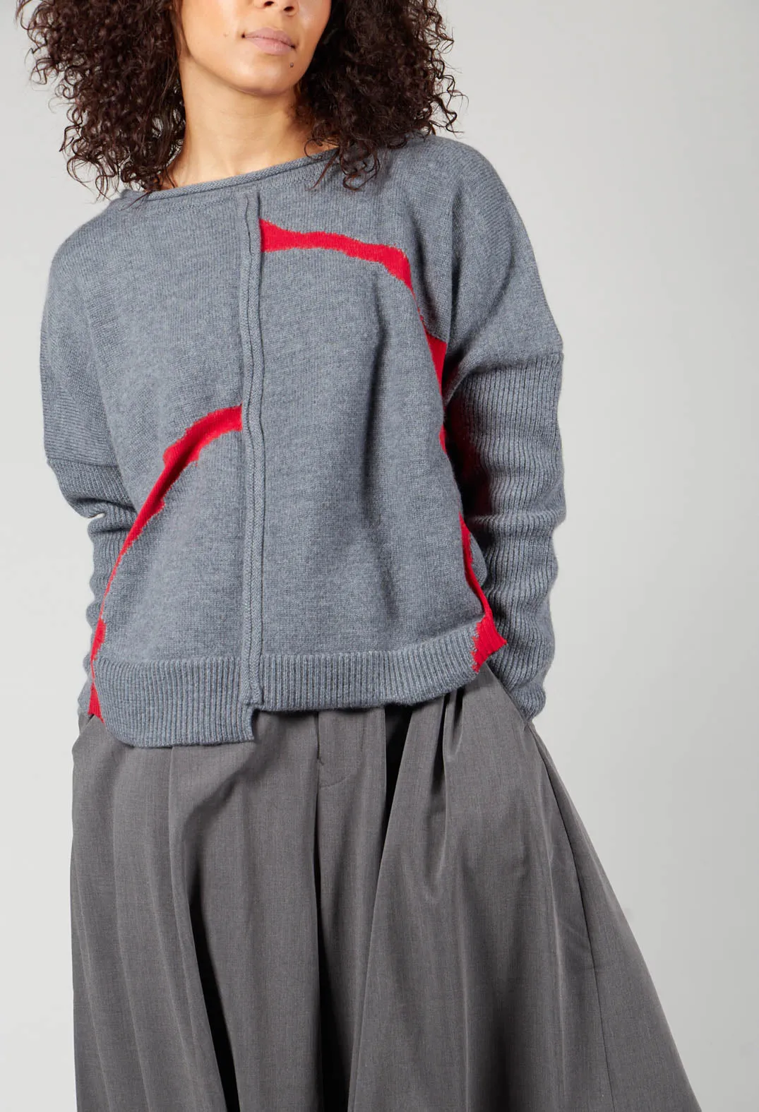 Jumper with Contrasting Inserts in Grey