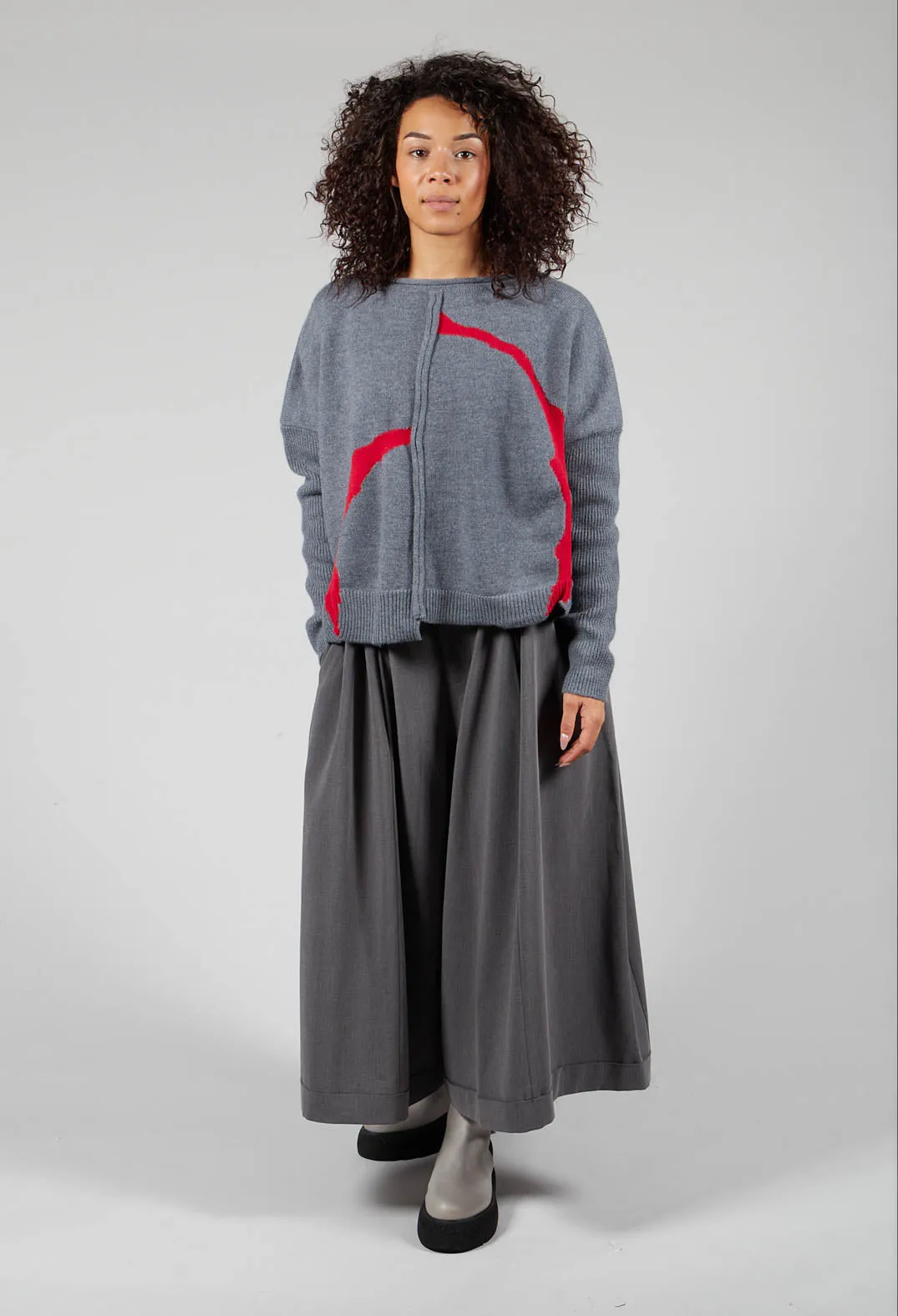 Jumper with Contrasting Inserts in Grey