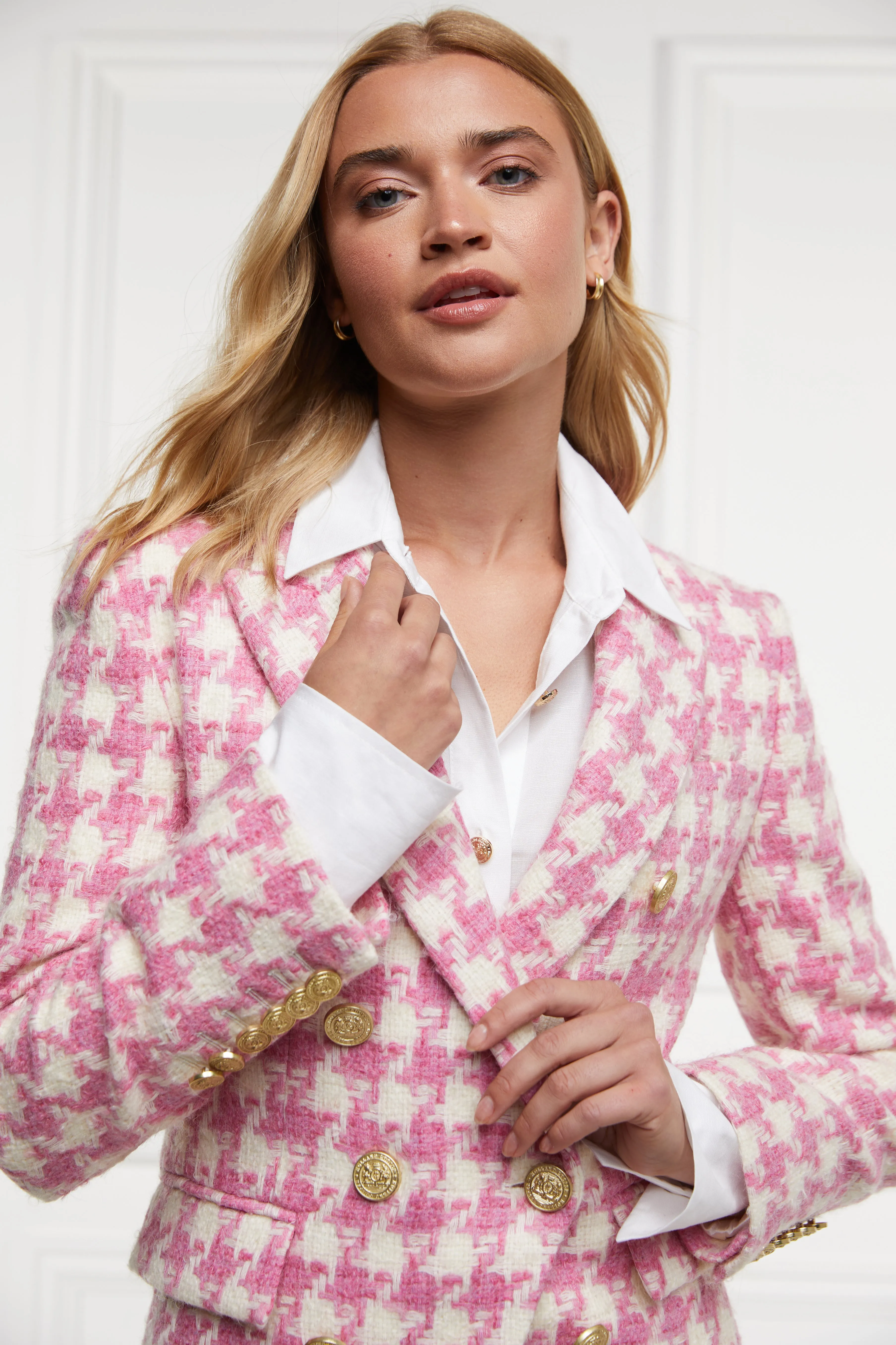 Knightsbridge Blazer (Pink Large Scale Houndstooth)