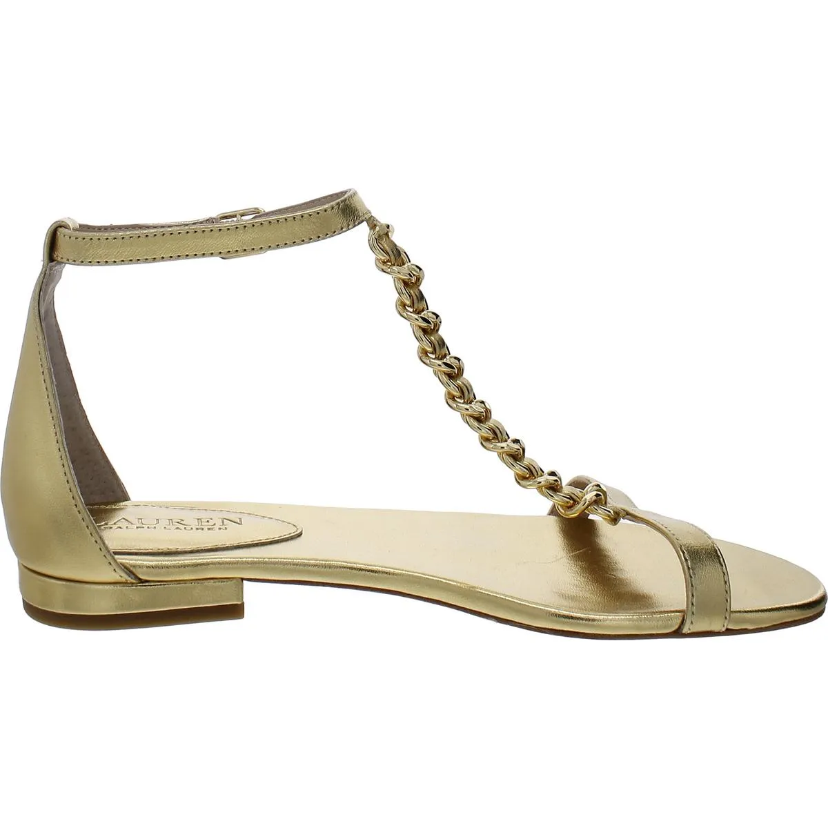 Lauren Ralph Lauren Womens Elise Leather Flat Ankle Strap