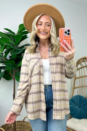 Leannah Button Down Plaid Top - FINAL SALE