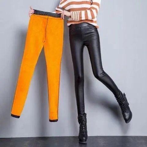 leather pants High elastic shiny trousers slim female