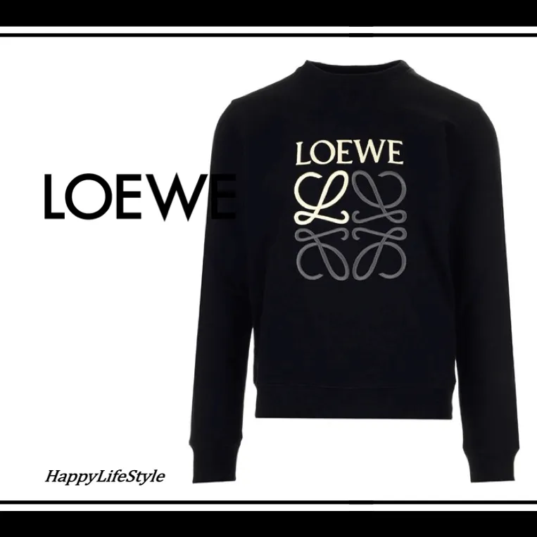 LOEWE  |Crew Neck Pullovers Long Sleeves Plain Cotton Logo Luxury