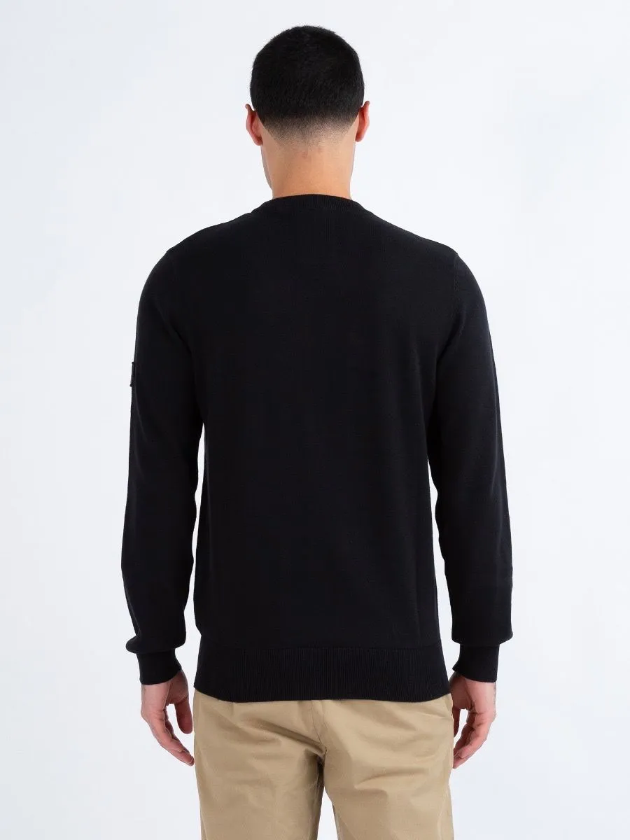 Luke 1977 Berwick Panel Crew Neck Jumpers Black