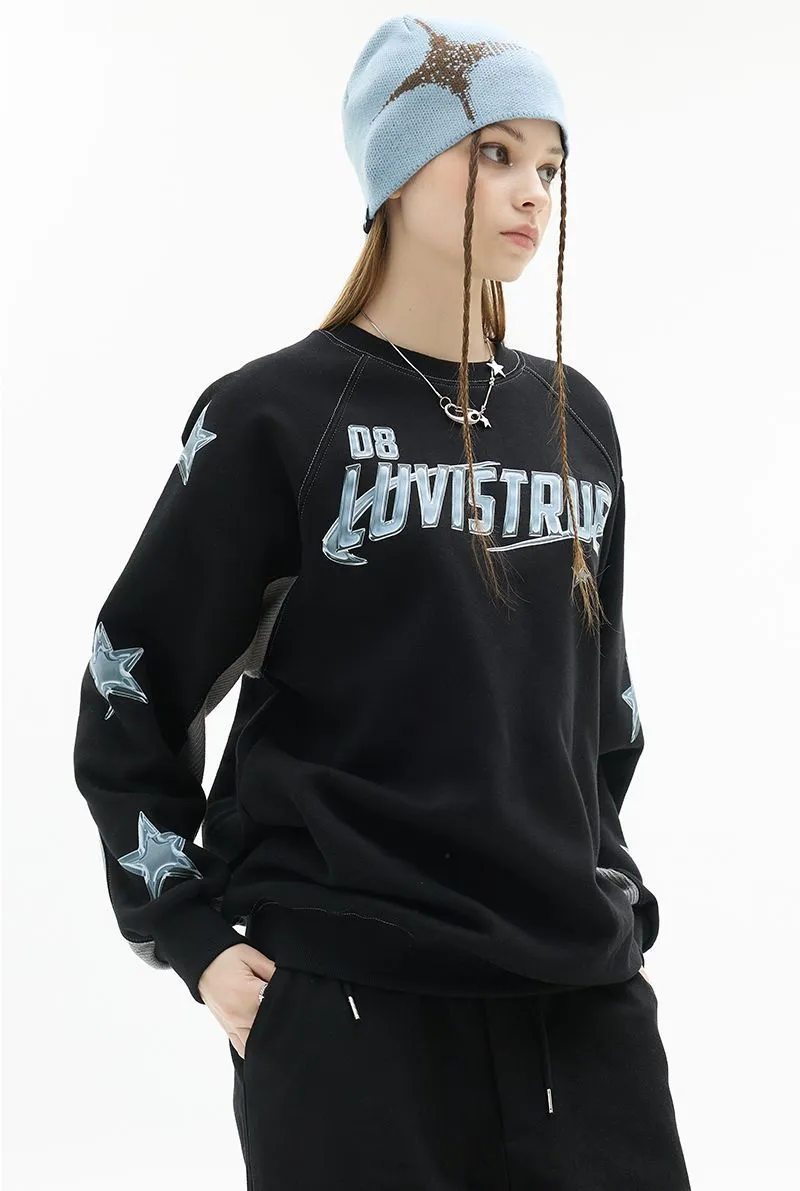 LUV IS TRUE  |Star Street Style Long Sleeves Logo Hoodies & Sweatshirts