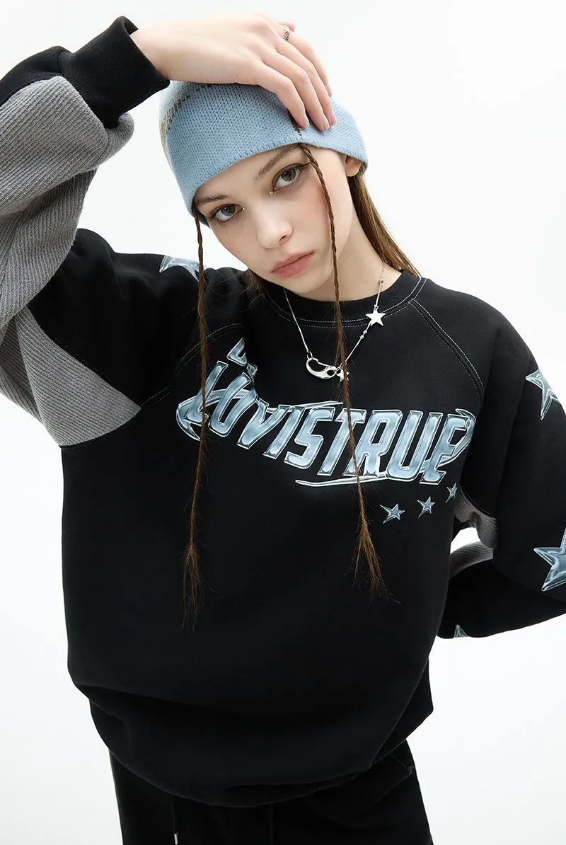 LUV IS TRUE  |Star Street Style Long Sleeves Logo Hoodies & Sweatshirts